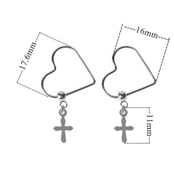 Cross earrings heart 925 pure sterling silver fashion trendy design simple wild earrings for women charms jewelry gift-Jewearrings