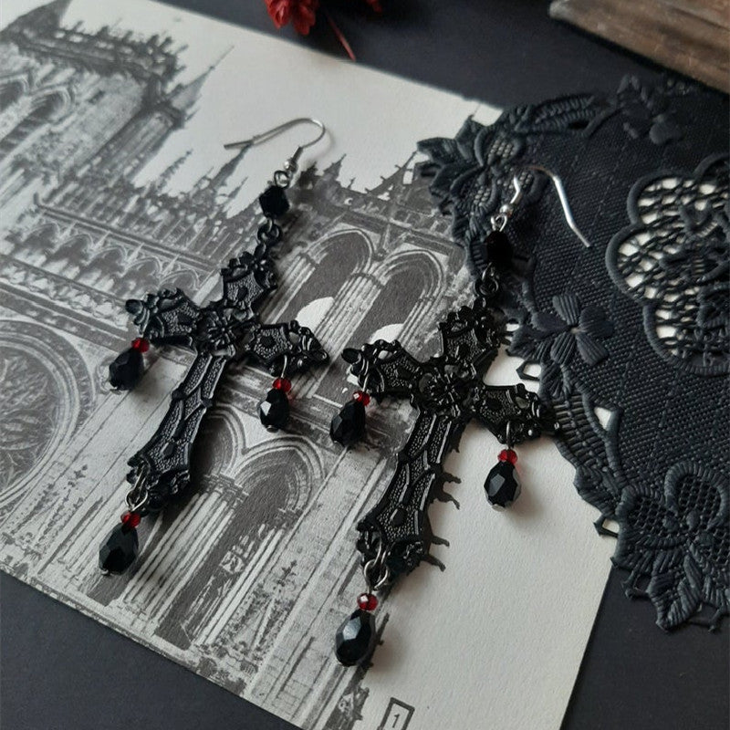 Cross Gothic Dark Anhe Earrings-Jewearrings