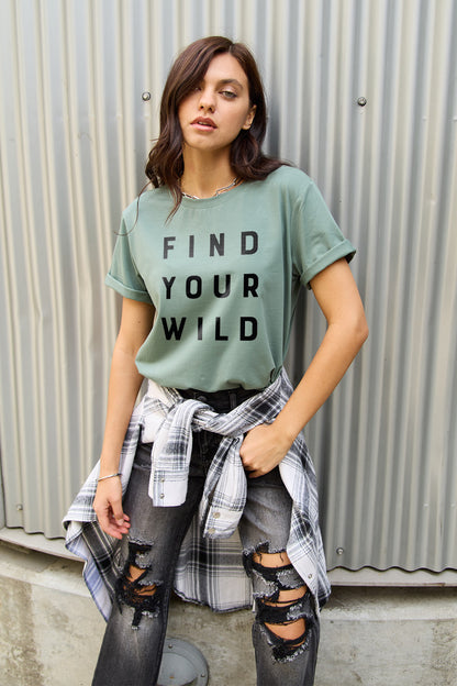 Simply Love Full Size FIND YOUR WILD Short Sleeve T-Shirt-Jewearrings