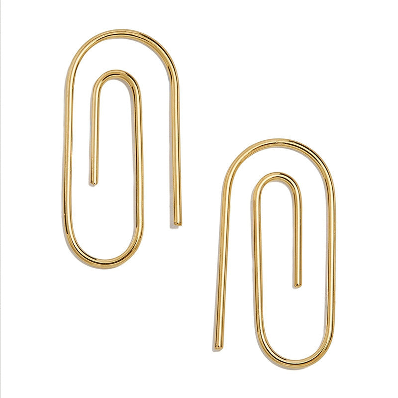 Paper clip earrings female earrings-Jewearrings