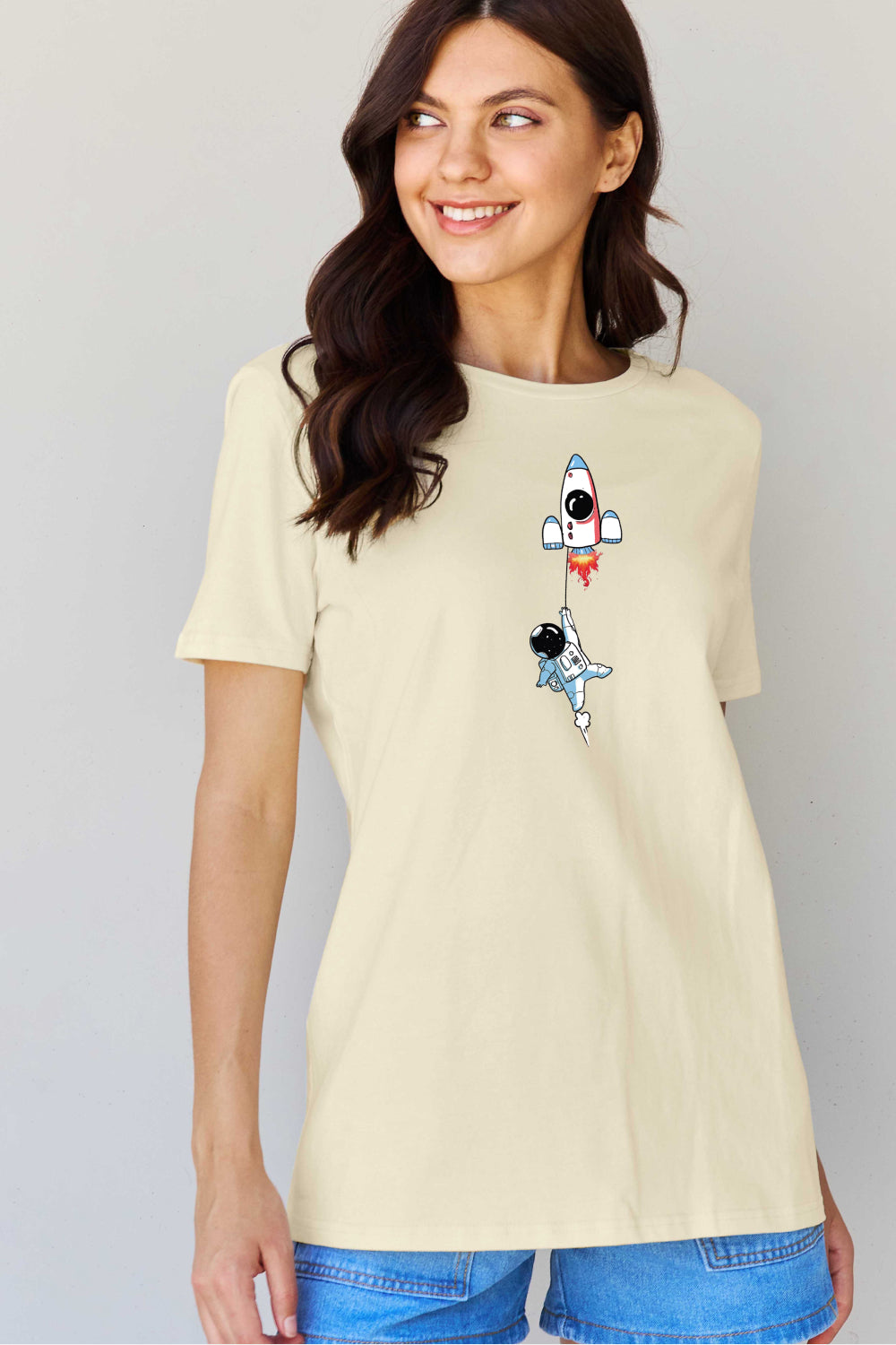 Simply Love Full Size Astronaut Graphic Cotton T-Shirt-Jewearrings