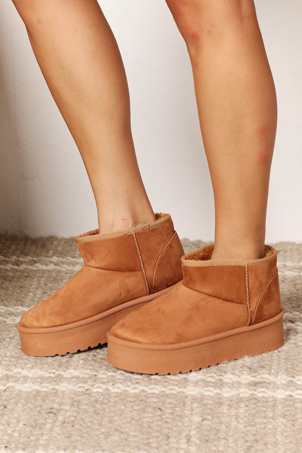 Legend Women's Fleece Lined Chunky Platform Mini Boots-Jewearrings