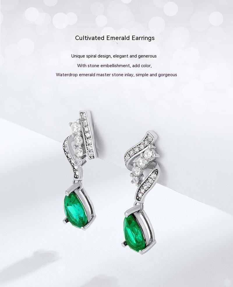 S925 Silver Emerald Earrings For Women-Jewearrings