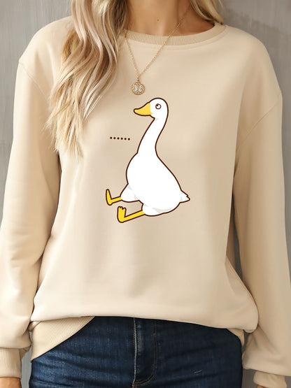 Goose Graphic Round Neck Sweatshirt-Jewearrings