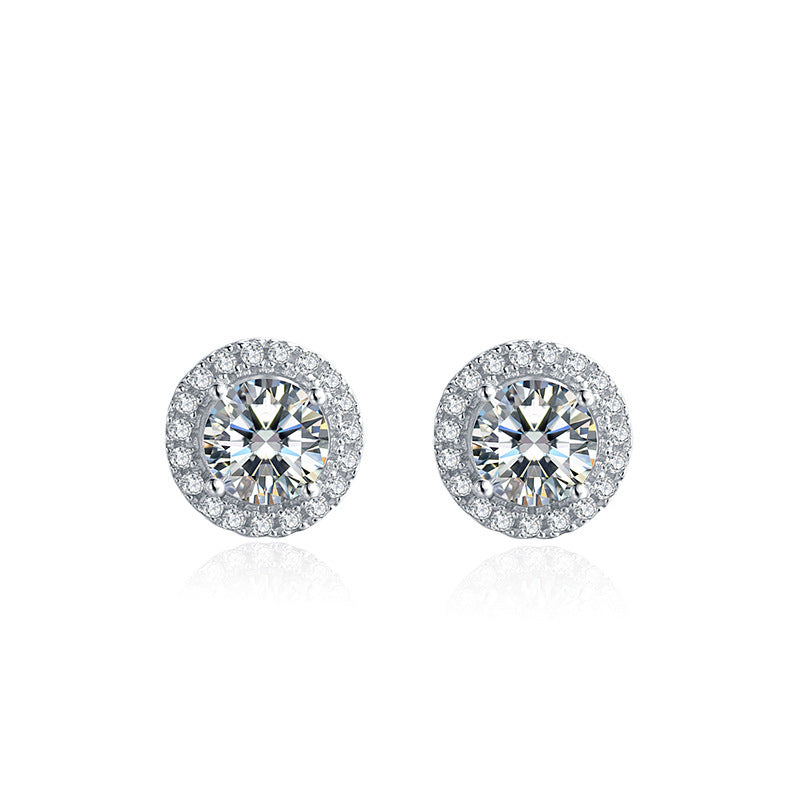 Round Bag Ear Studs Four-claw Moissanite Stud Earrings-Jewearrings