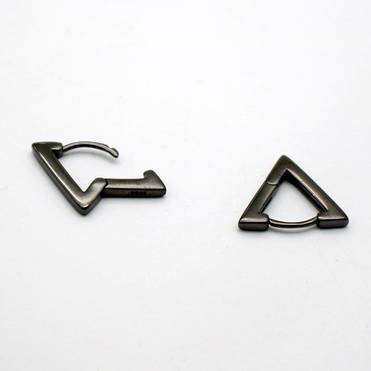 Men's Clip-on Triangle Sterling Silver Earrings-Jewearrings