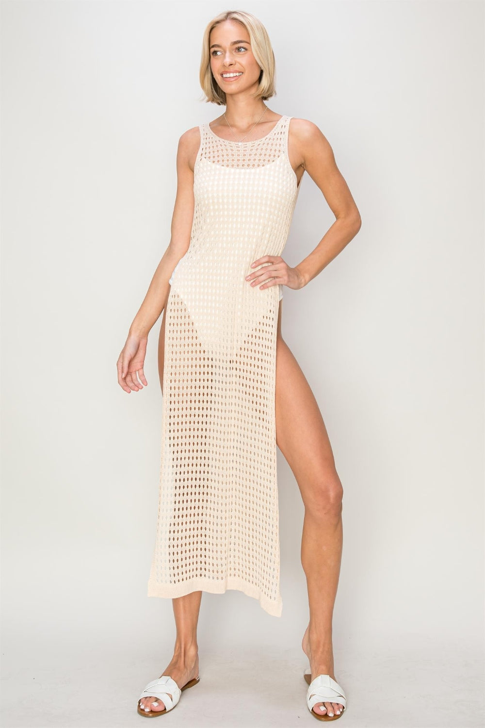 HYFVE Crochet Backless Cover Up Dress-Jewearrings