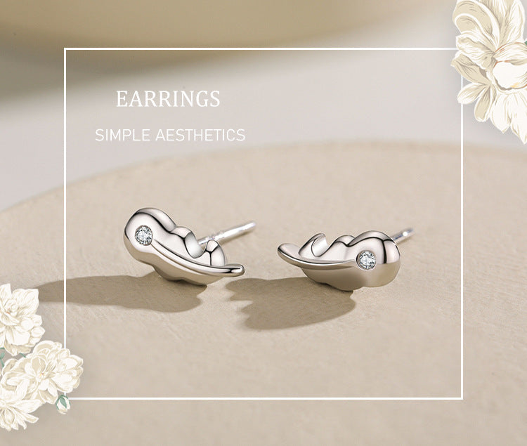 S925 Sterling Silver Simple Versatile Leaf Stud Earrings-Jewearrings