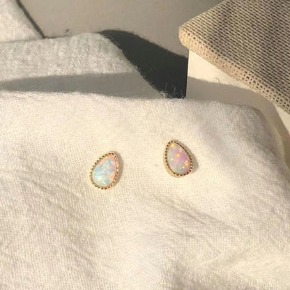 S925 Silver Plated Colorful Opal Stud Earrings-Jewearrings