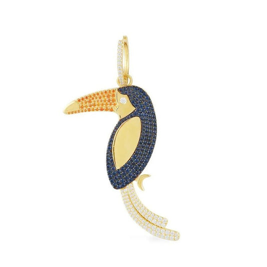 Toucan earrings with zircon inlaid sterling silver-Jewearrings