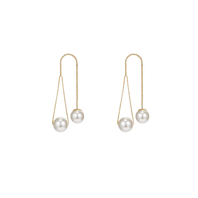 Pearl tassel earrings-Jewearrings