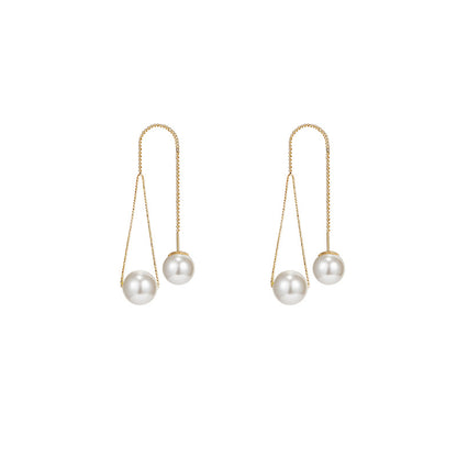 Pearl tassel earrings-Jewearrings