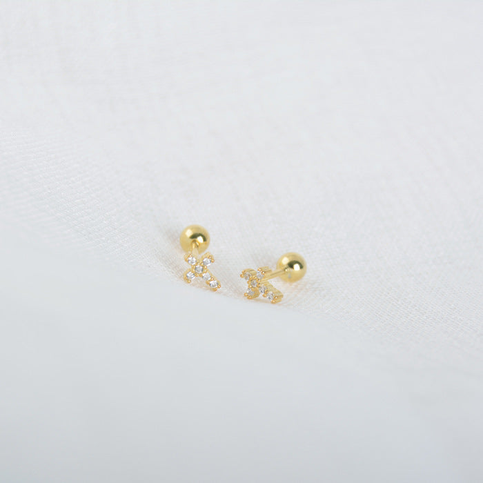 Mini Silver Cross Stud Earrings-Jewearrings