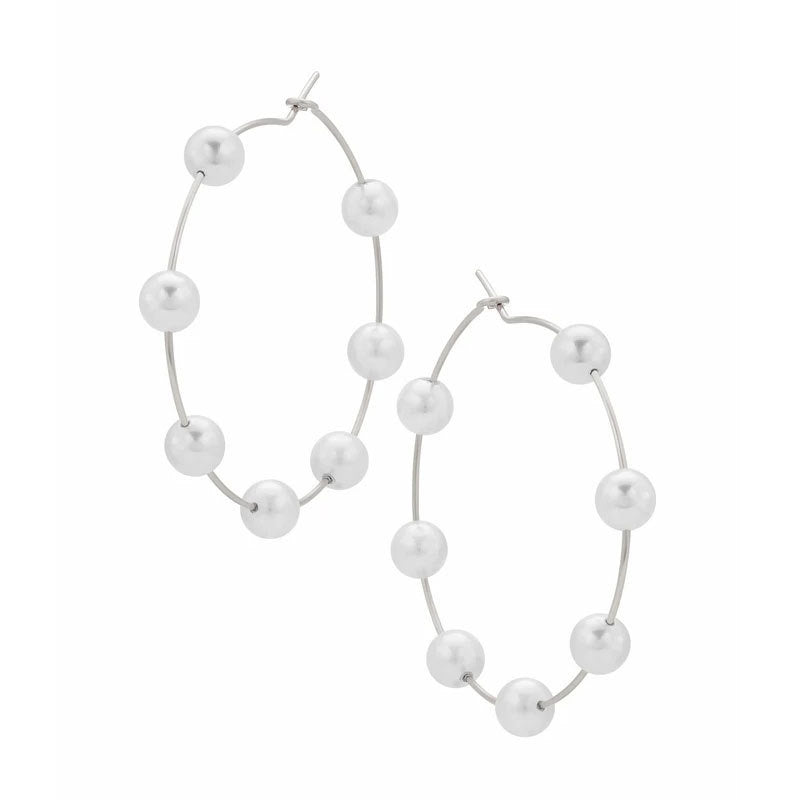 Pearl Large Circle Earrings-Jewearrings