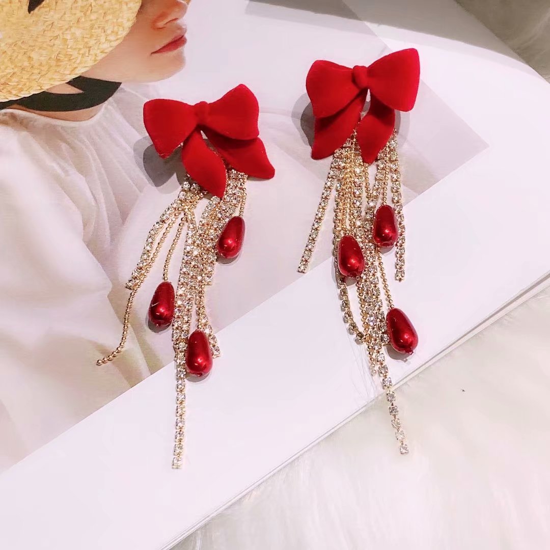 Super Cute Velvet Bow Earrings For Christmas-Jewearrings