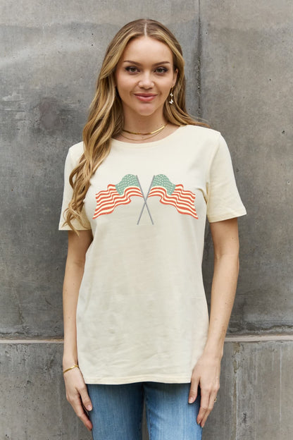 Simply Love US Flag Graphic Cotton Tee-Jewearrings