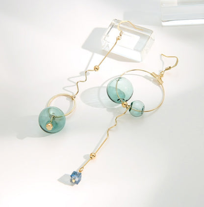 Handmade emerald glass bubble earrings-Jewearrings