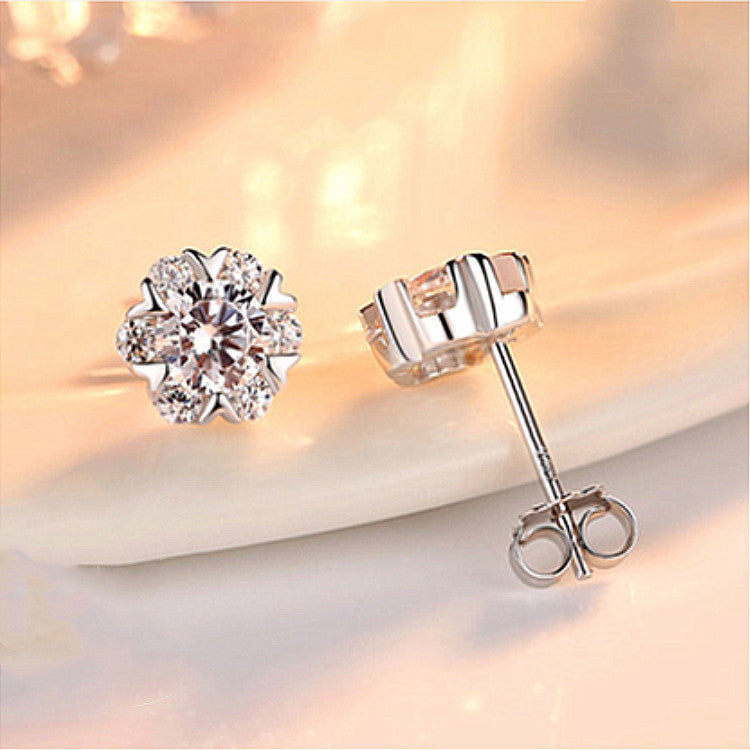 Sterling Silver Snowflake Stud Earrings-Jewearrings