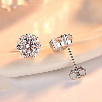 Sterling Silver Snowflake Stud Earrings-Jewearrings