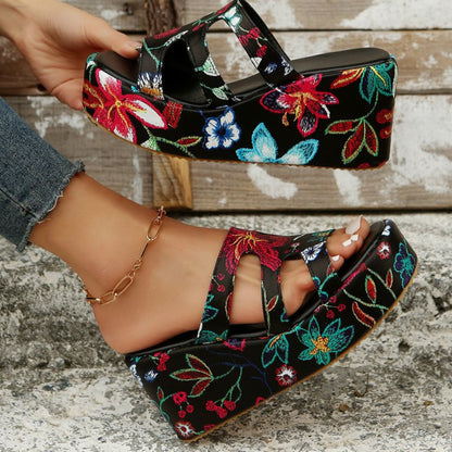 Cutout Floral Peep Toe Sandals-Jewearrings