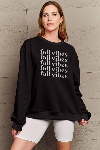 Simply Love Full Size FALL VIBES Graphic Sweatshirt-Jewearrings