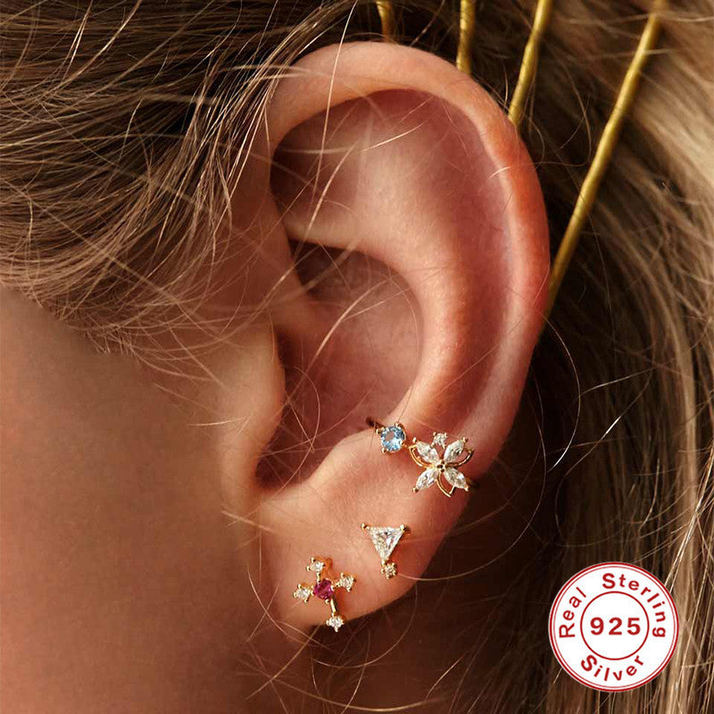 S925 Sterling Silver Fashion Personality Stud Earrings Set-Jewearrings