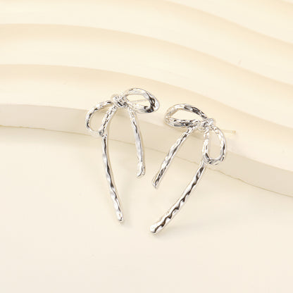 Women's Retro Irregular Metal Bow Earrings-Jewearrings