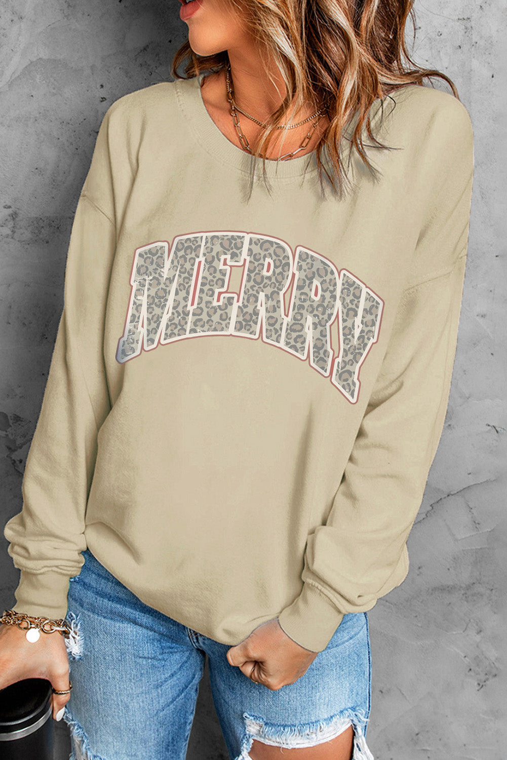 MERRY Graphic Drop Shoulder Sweatshirt-Jewearrings