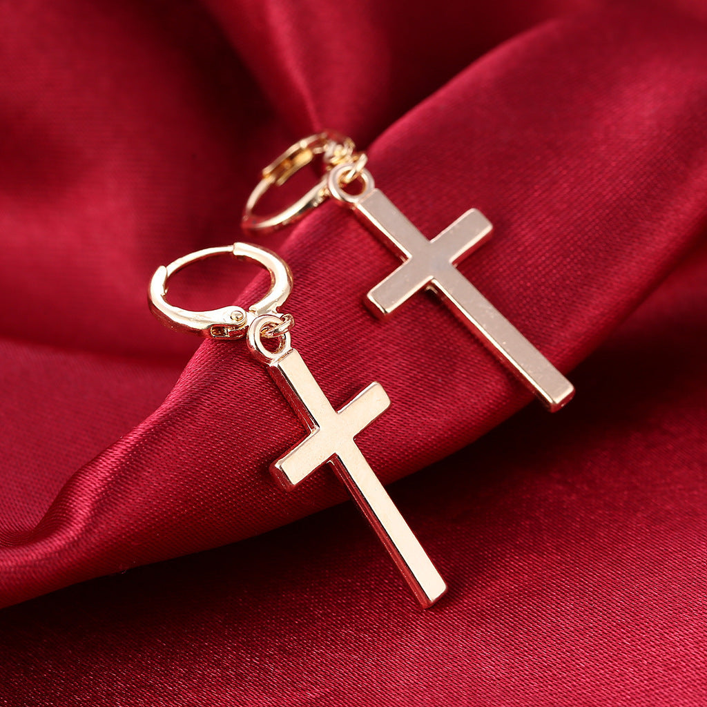 Glossy Cross Earrings-Jewearrings