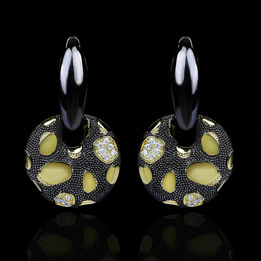 Popular Black Gold Stud Earrings-Jewearrings