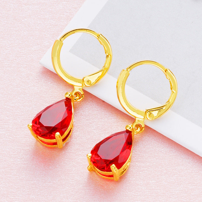 Women's 24K Gold-plated Zircon Earrings-Jewearrings