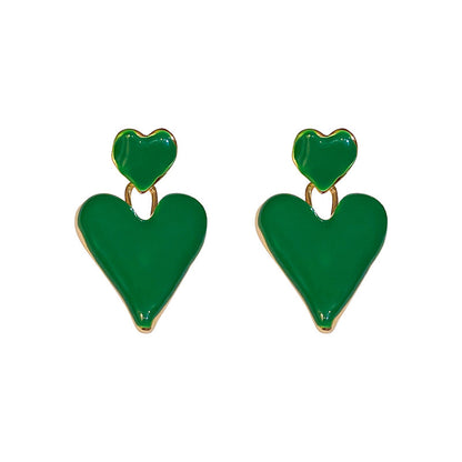 925 Silver Needle Oil Drop Love Heart Earrings-Jewearrings