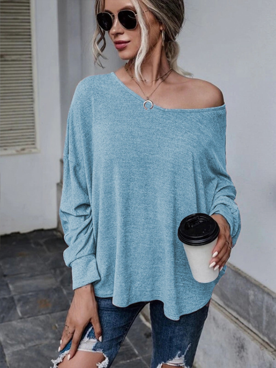 Full Size Round Neck Dropped Shoulder Tied T-Shirt-Jewearrings