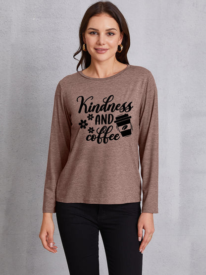 KINDNESS AND COFFEE Round Neck T-Shirt-Jewearrings