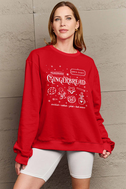 Simply Love Full Size GINGERBREAD Long Sleeve Sweatshirt-Jewearrings