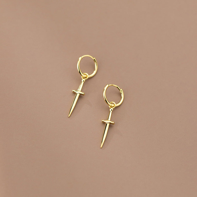 Glossy Cross Sword Creative Personality Earrings-Jewearrings