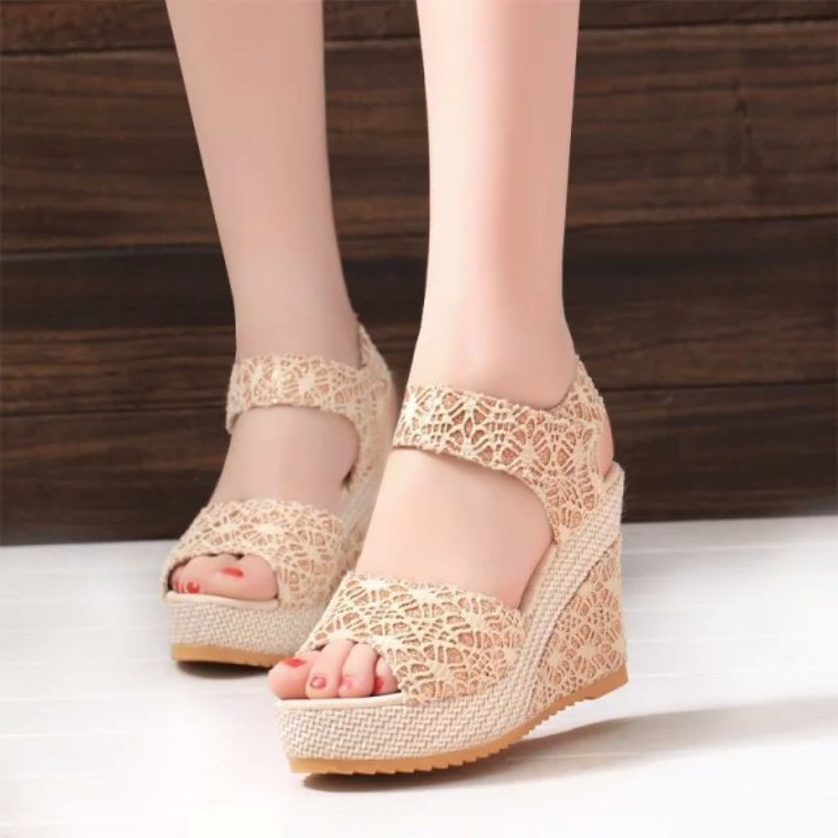 Lace Detail Open Toe High Heel Sandals-Jewearrings