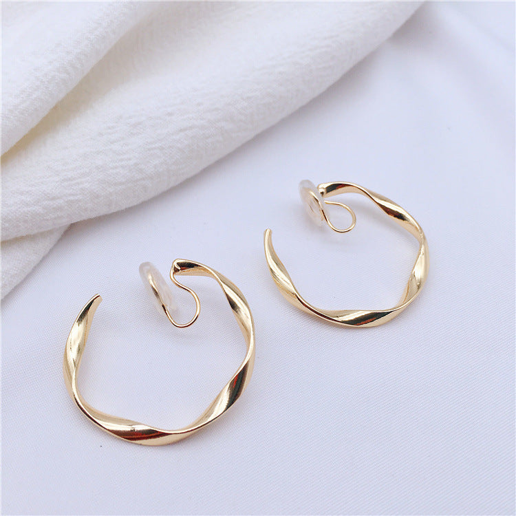 Mosquito Coil Irregular Metal Earrings Circle Ear Clip Without Hole-Jewearrings