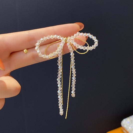 Asymmetrical Crystal Bow Earrings-Jewearrings