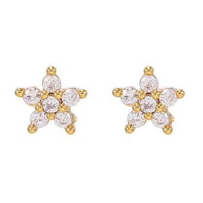 Zircon Earrings 18K Gold Color Preserving Jewelry Girly Cute-Jewearrings