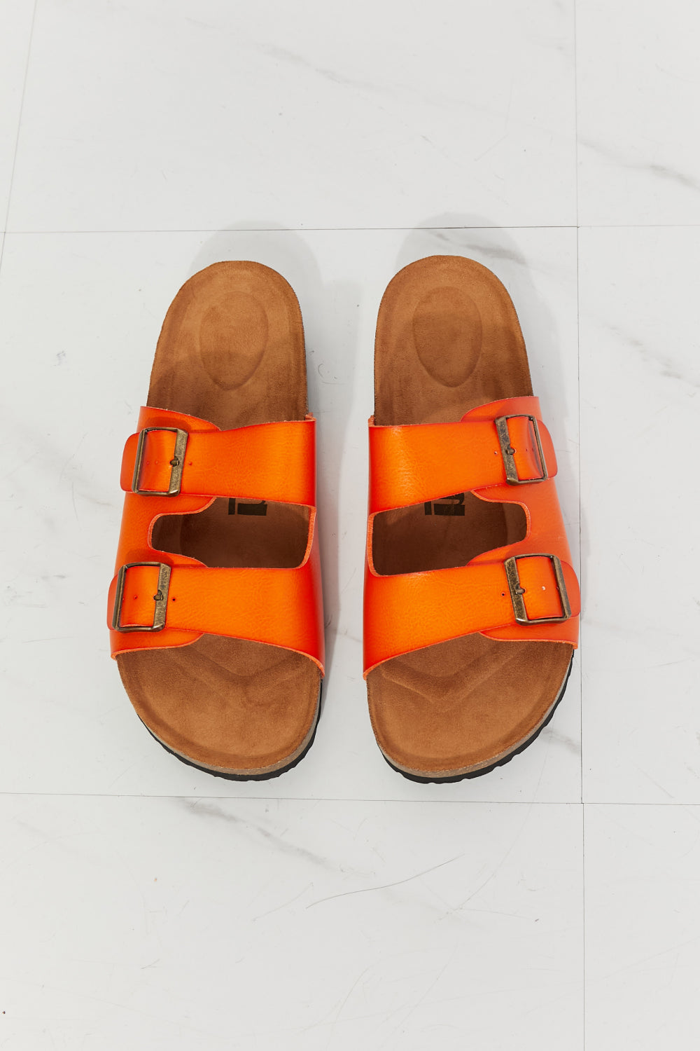 MMShoes Feeling Alive Double Banded Slide Sandals in Orange-Jewearrings