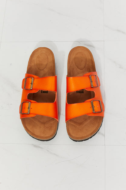 MMShoes Feeling Alive Double Banded Slide Sandals in Orange-Jewearrings