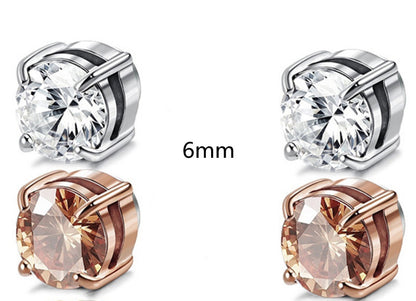 Unisex Zircon Stud Earrings Amazon Hot Zircon Magnet Ear Clips-Jewearrings