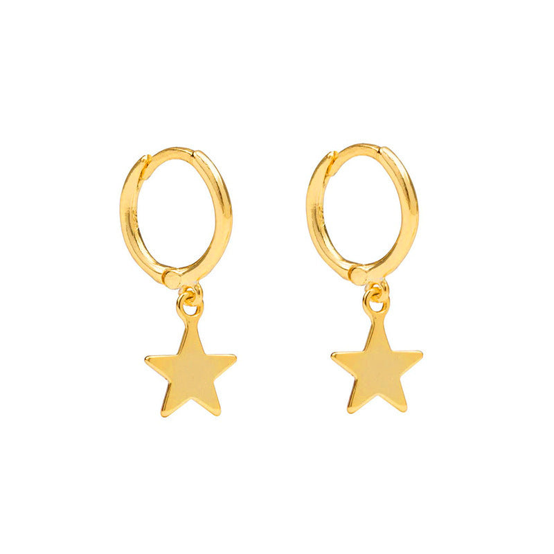 Sterling Silver Needle Fashionable And Elegant Five Pointed Star Earrings-Jewearrings