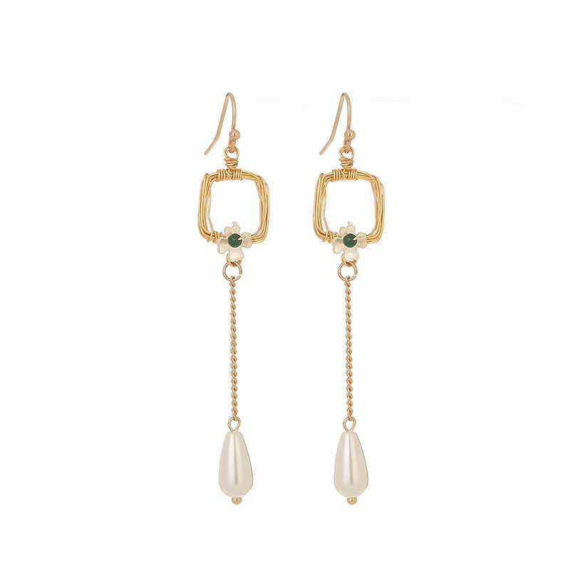 Retro Long Fringe Earrings Simple All-match Pearl-Jewearrings