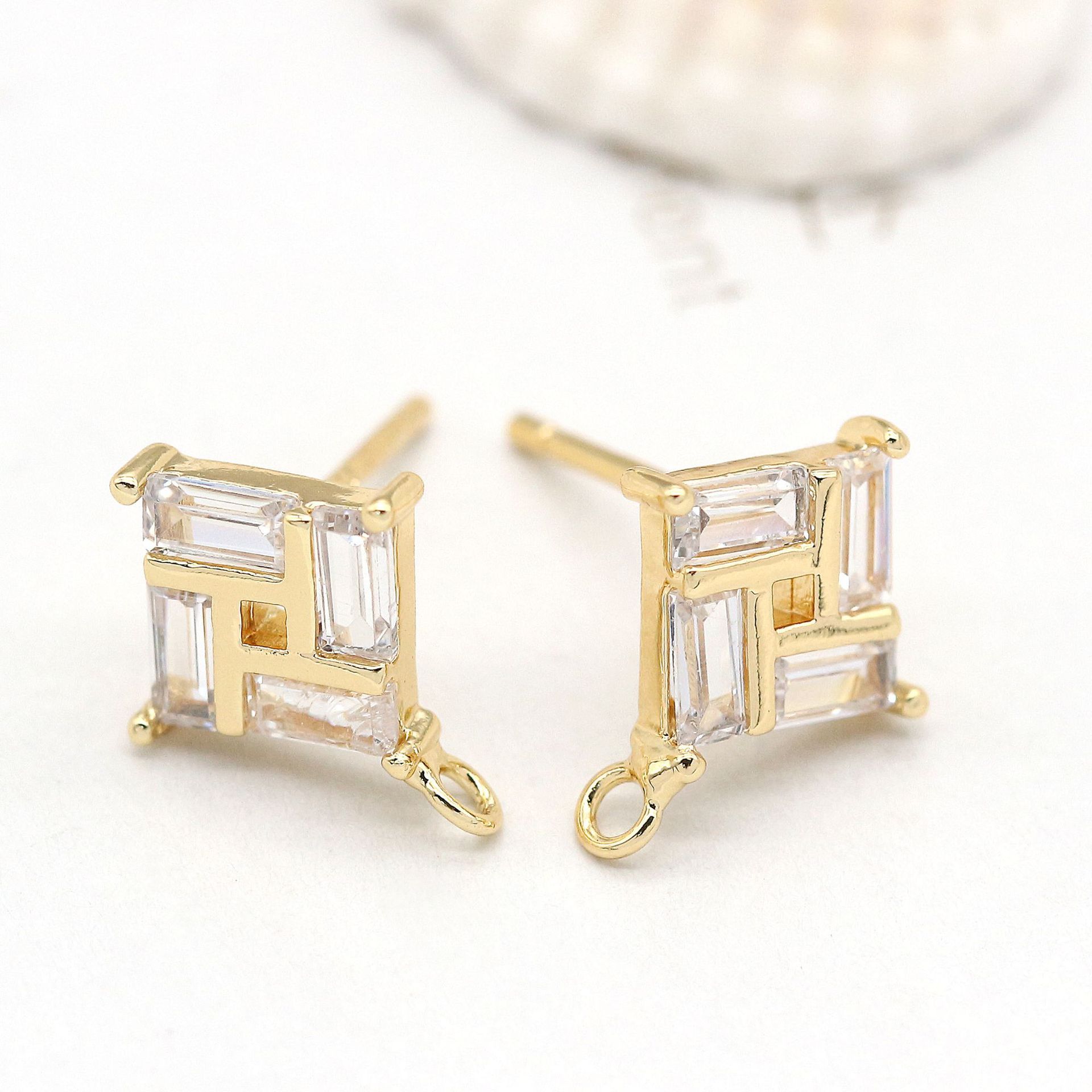 Stone Plated 14K Real Gold Earrings-Jewearrings