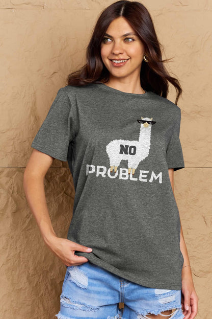 Simply Love Full Size NO PROBLEM Graphic Cotton Tee-Jewearrings