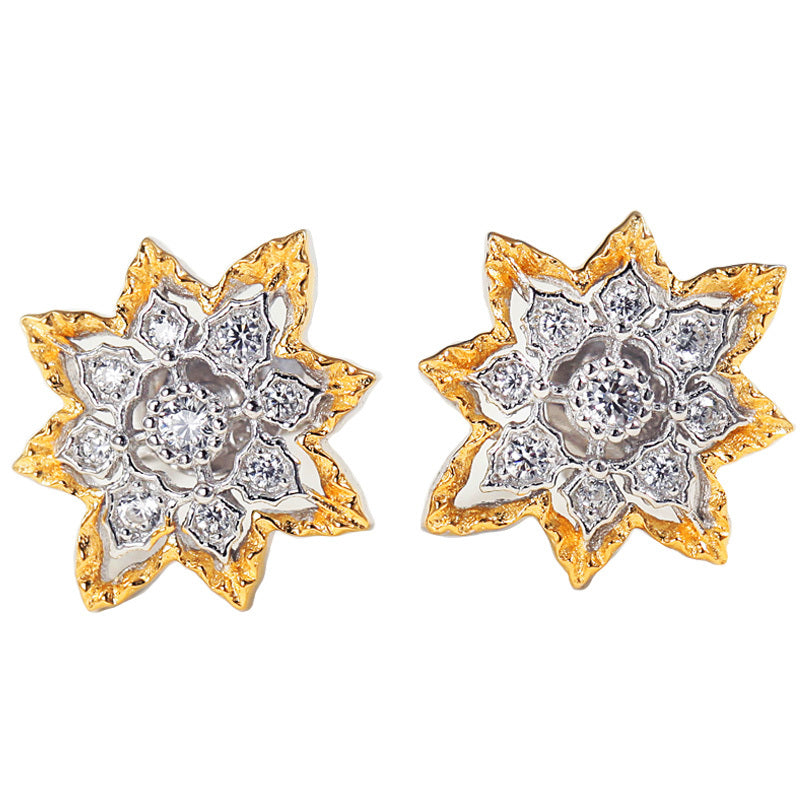 Vintage Sparkling Zircon Earrings S925 Silver Gold-plated-Jewearrings