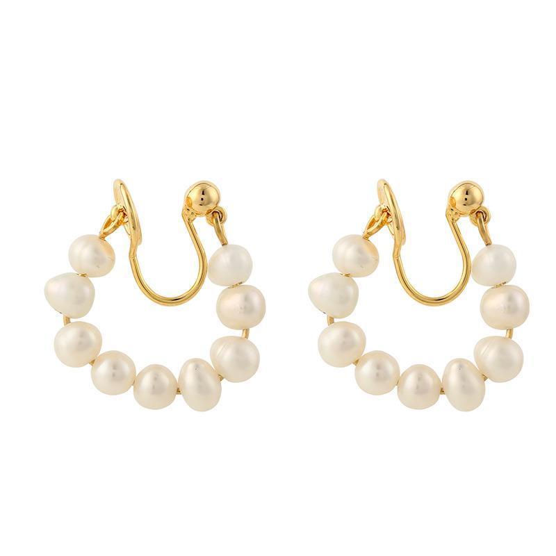 Women's Simple Freshwater Pearl Beaded Earrings-Jewearrings