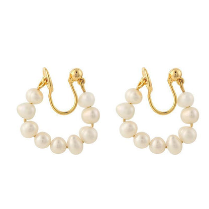 Women's Simple Freshwater Pearl Beaded Earrings-Jewearrings